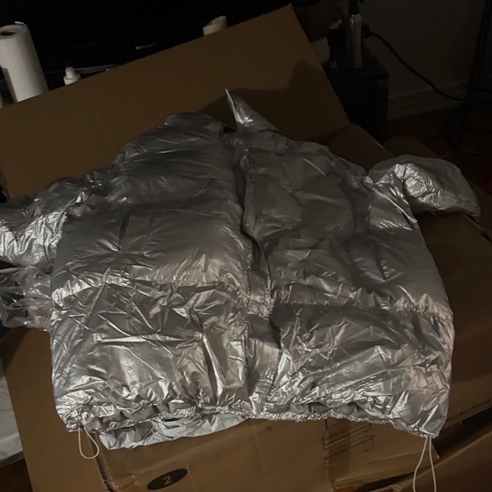 Prettylittlething Silver Puffer Jacket - image 1